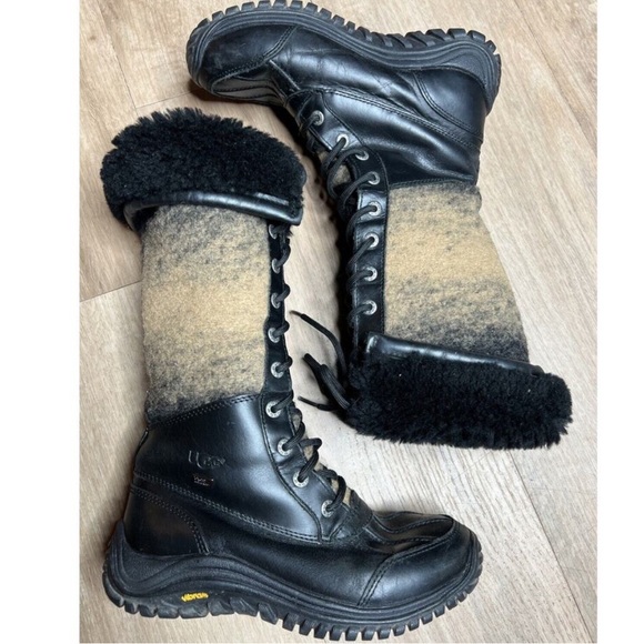 UGG Adirondack Tall Winter Boots Women’s Sz 6 Black Wool Lace Up 1013508 - Picture 4 of 13